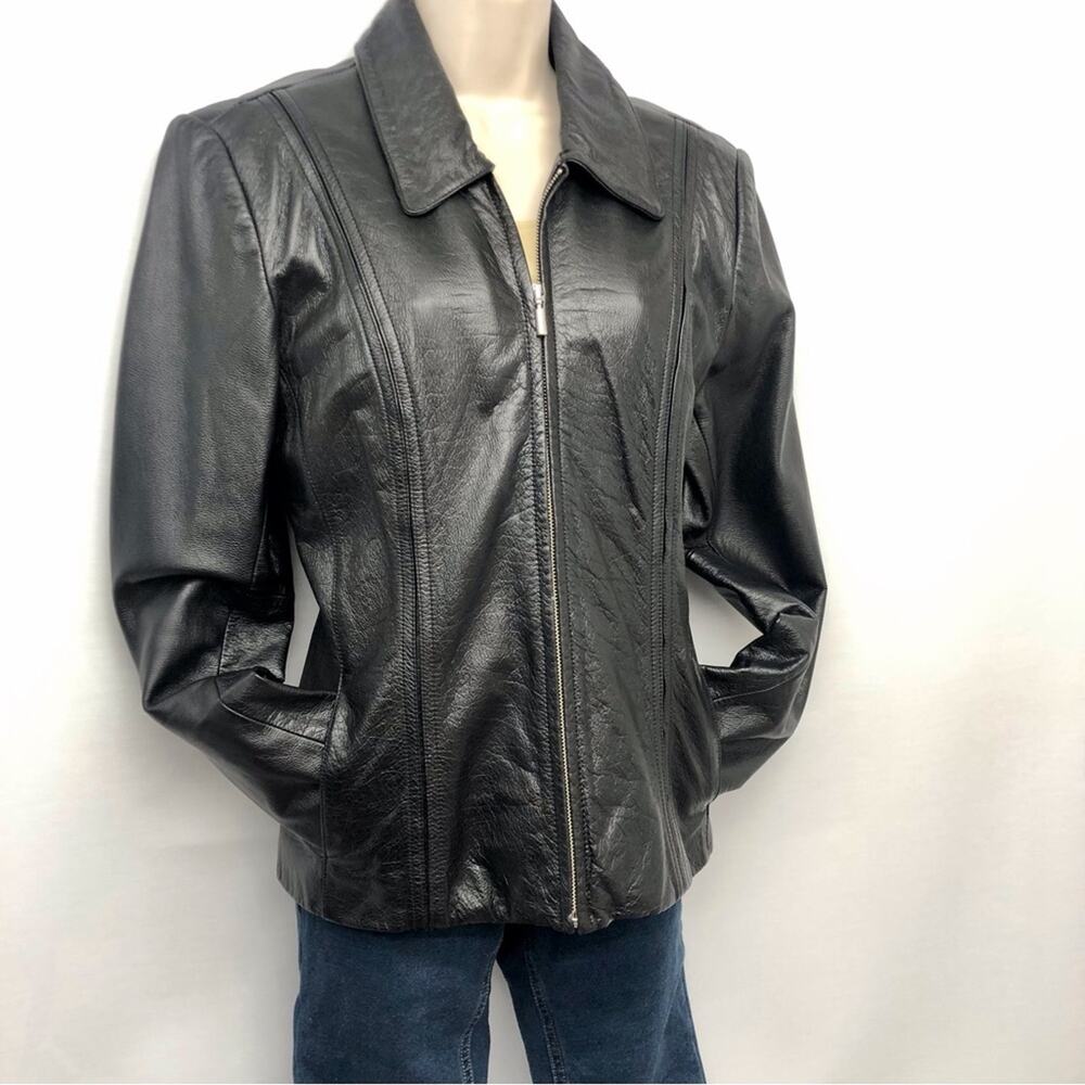Jones New York Black Leather Jacket - Picture 13 of 16